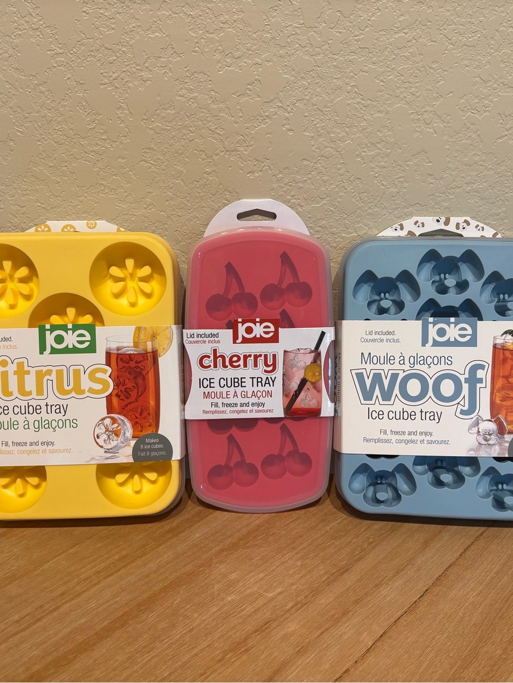 Joie Citrus, Cherry & Woof Ice Cube Trays - Yellow, Red, Blue